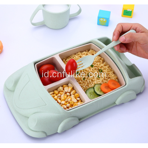 Set Peralatan Makan Bentuk Kartun Mobil untuk Bayi